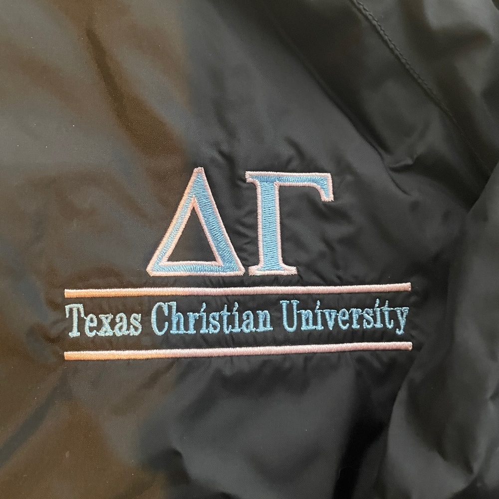 TCU delta gamma rain jacket